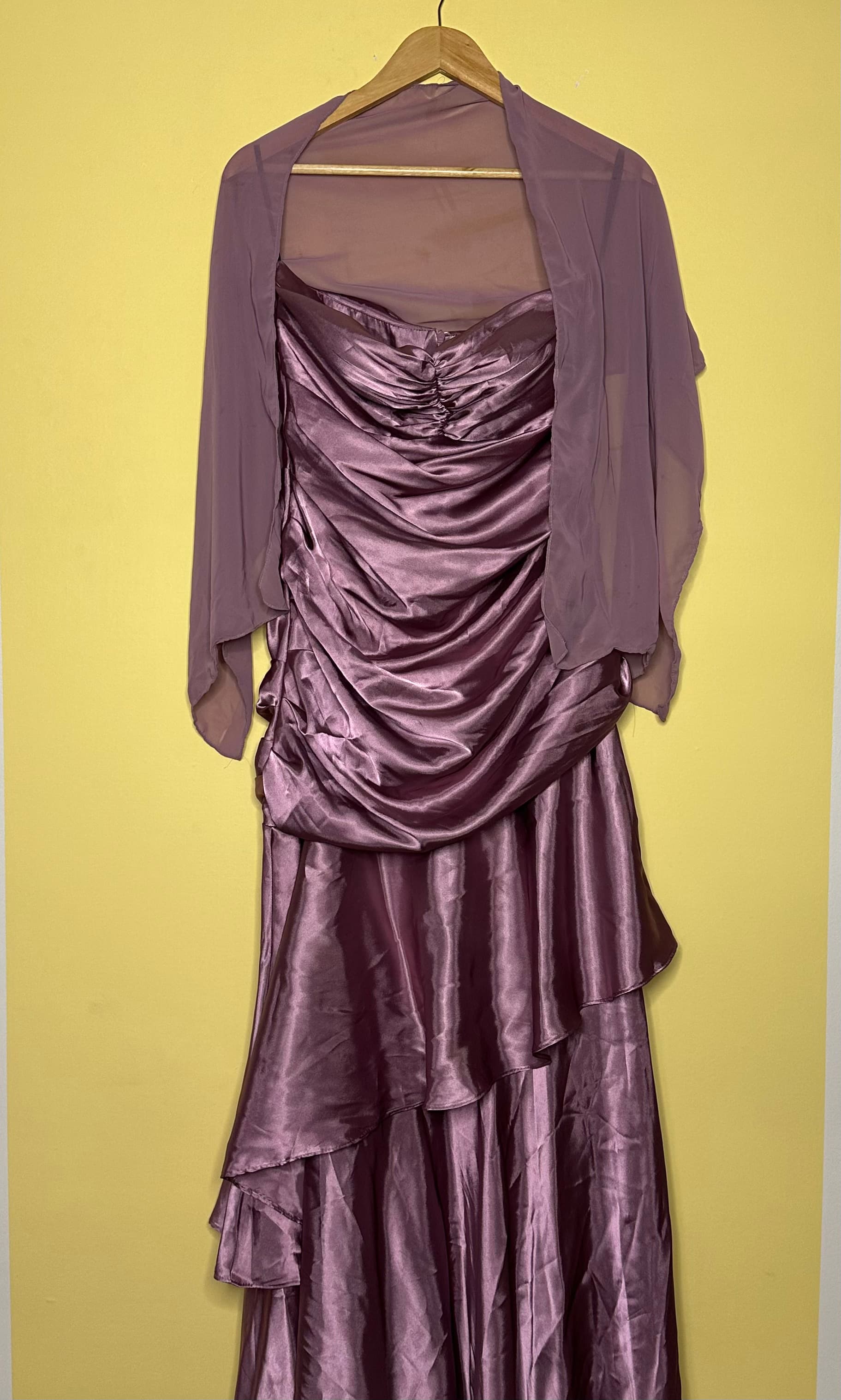 Vestido longo drapeado cetim