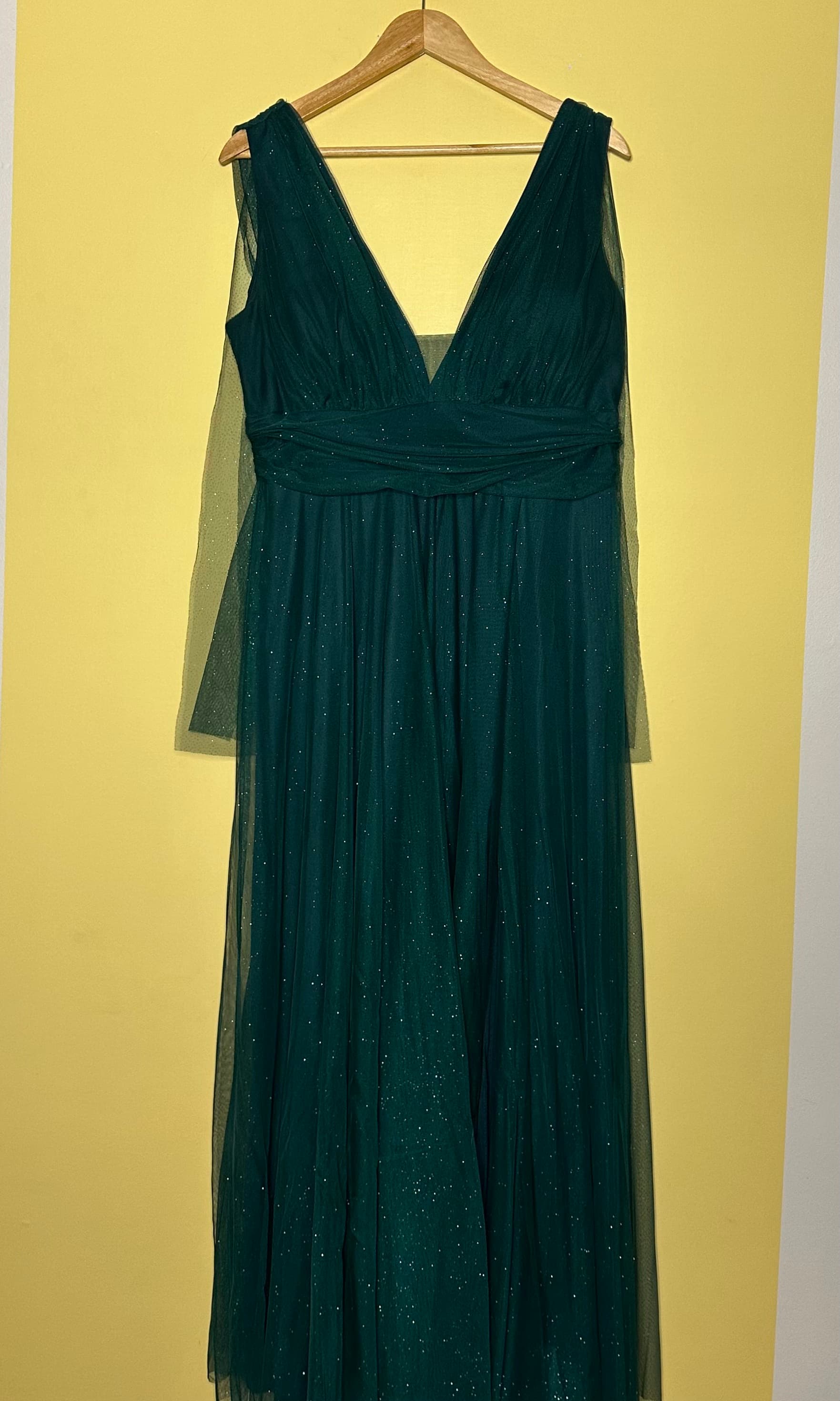 Vestido longo tule gliterizado